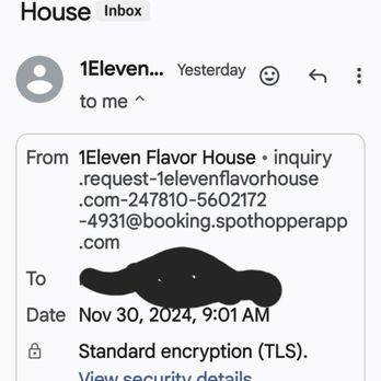 1Eleven Flavor House - Final reservation reconfirmation email. Yet no notification that the restaurant was unexpectedly closed and my reservation was canceled. - Caribbean Near Me - Dayton, Ohio 1Eleven Flavor House - Final reservation reconfirmation email. Yet no notification that the restaurant was unexpectedly closed and my reservation was canceled. - Caribbean Near Me - Dayton, Ohio