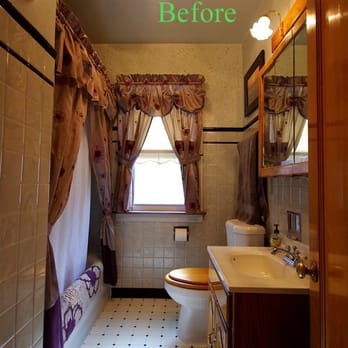 Brighton Home Products Inc - "Before" photo: Our original 1928 Chicago Bungalow 1950s plastic tiled bathroom. - Windows Installation Near Me - Chicago, Illinois