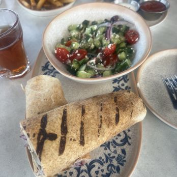 Patio By La Pasha - SHISH KEBAB WRAP with Salad - Mediterranean Near Me - Houston, Texas Patio By La Pasha - SHISH KEBAB WRAP with Salad - Mediterranean Near Me - Houston, Texas