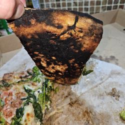 Anthony's Coal Fired Pizza & Wings - Overcooked, burnt, dirty oven.