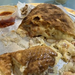 Phillyboli Steak.  But where's the steak?   And WAY too much cheese.