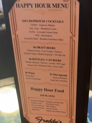 Menu photo 1 Freddy’s Chophouse San Diego, CA Menu photo 1 Freddy’s Chophouse San Diego, CA