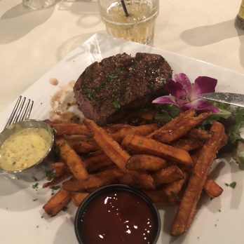 The Bayou Club - 9 oz. filet with Bernaise sauce & sweet potato fries - Country Clubs Near Me - Largo, Florida The Bayou Club - 9 oz. filet with Bernaise sauce & sweet potato fries - Country Clubs Near Me - Largo, Florida