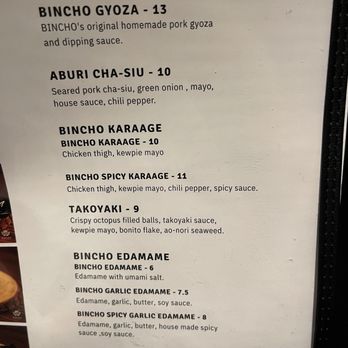 Bincho - Menu - Ramen Near Me - Los Angeles, California