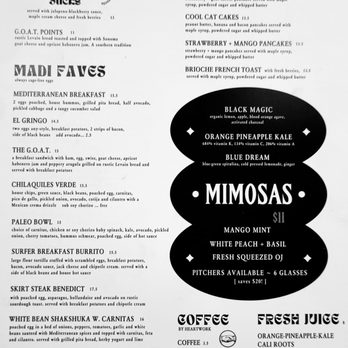 Madi - Front of the menu - Breakfast & Brunch Near Me - San Diego, California