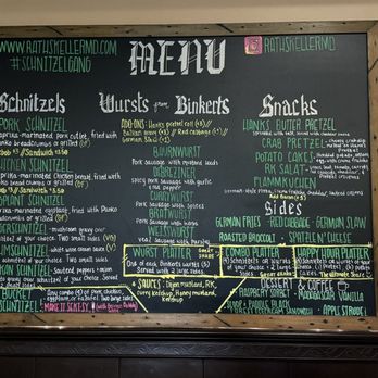 The Rathskeller - Wall menu - German Near Me - Elkridge, Maryland