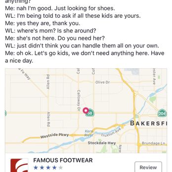 Famous Footwear - The conversation I had with the sales associate from Famous Footwear. - Shoe Stores Near Me - Bakersfield, California