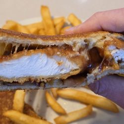 Village House Restaurant - BBQ Chicken Finger Super Melt: Big, hot chicken fingers with plenty of cheese and BBQ sauce!