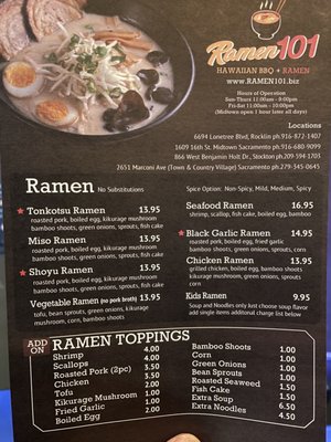 Menu photo 1 Ramen 101 Sacramento, CA