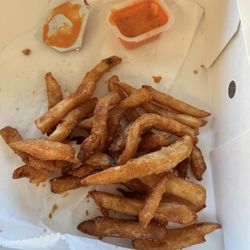 KFC - Warm fries that look like they were grabbed by hand and shoved into the box.