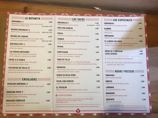 Menu photo 3 Taquerías Tamarindo Barcelona, B Menu photo 3 Taquerías Tamarindo Barcelona, B