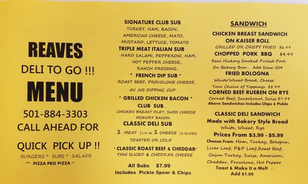 Menu photo 3 Reaves Food Store Shirley, AR Menu photo 3 Reaves Food Store Shirley, AR