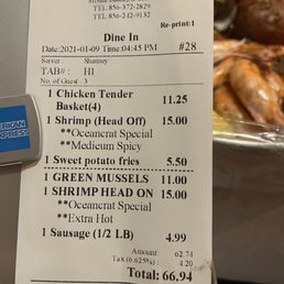 Receipt!! This is the cheapest we've spent on a seafood boil! It was so delicious! Receipt!! This is the cheapest we've spent on a seafood boil! It was so delicious!