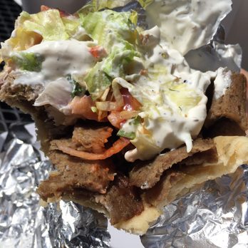 Agora Midtown - mixed beef and lamb gyro, a couple bites in! - Mediterranean Near Me - Atlanta, Georgia