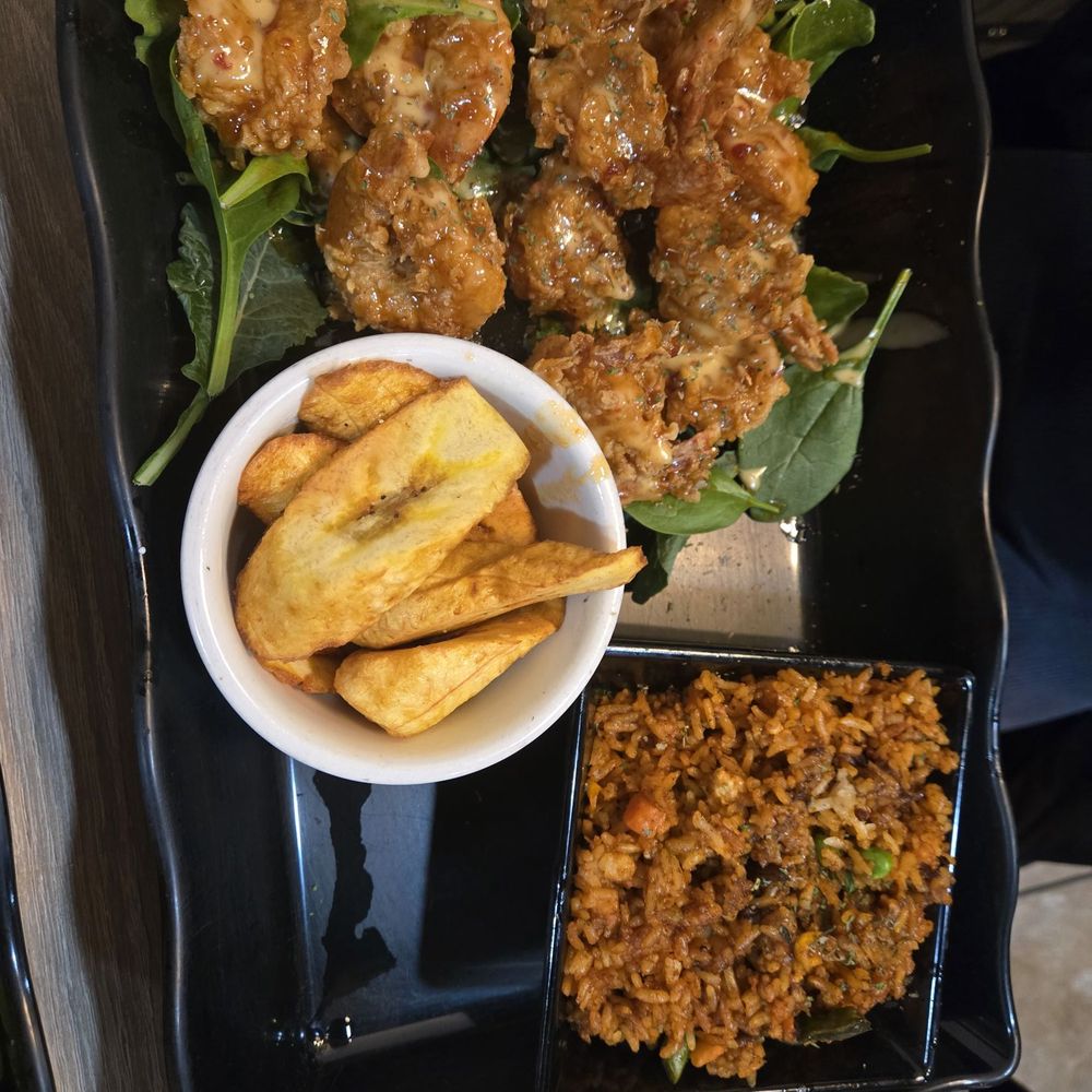 Dacks Cuisine - Fried shrimp, rice and plantains - Caribbean Near Me - Bronx, New York