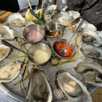 Fishing With Dynamite - Oyster sampler. 2 each of the daily - Seafood Near Me - Manhattan Beach, California Fishing With Dynamite - Oyster sampler. 2 each of the daily - Seafood Near Me - Manhattan Beach, California