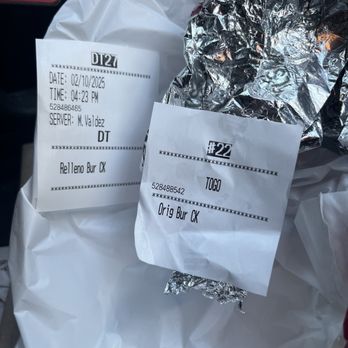 Miguel's Jr - The sticker on my bag said relleno burrito, but the burrito itself was just a normal burrito - Breakfast & Brunch Near Me - Upland, California Miguel's Jr - The sticker on my bag said relleno burrito, but the burrito itself was just a normal burrito - Breakfast & Brunch Near Me - Upland, California