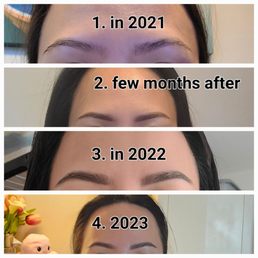 The [4] was before I went back to get them touched up. The color were still very nice. Will share update once my brows heal.