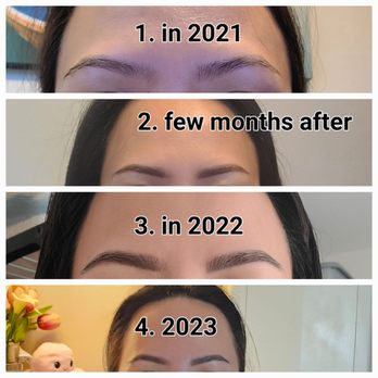 Powder Brows by Claudia - The [4] was before I went back to get them touched up. The color were still very nice. Will share update once my brows heal. - Permanent Makeup Near Me - Pacifica, California