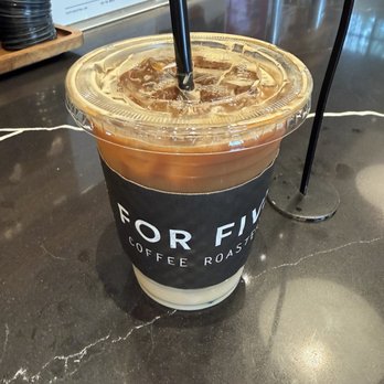 For Five Coffee - Iced decaf latte. - Coffee & Tea Near Me - Atlanta, Georgia For Five Coffee - Iced decaf latte. - Coffee & Tea Near Me - Atlanta, Georgia