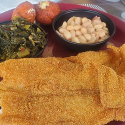 Time To Eat Bistro - New location off the Catfish is A++, sides are terrible, worst turnip greens I've ever had. Same for the hush puppies and sweet tea w/o ice.