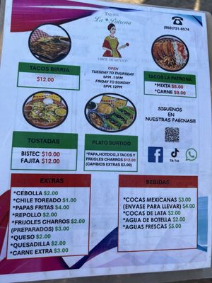 Menu photo 2 Taqueria La Patrona McAllen, TX