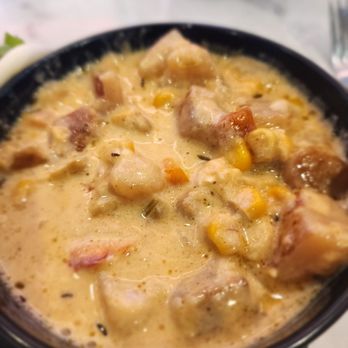 Destination Grille - Lobster Corn Chowder So flavorful and full of large pieces of lobster!!! - New American Near Me - Grimes, Iowa Destination Grille - Lobster Corn Chowder So flavorful and full of large pieces of lobster!!! - New American Near Me - Grimes, Iowa