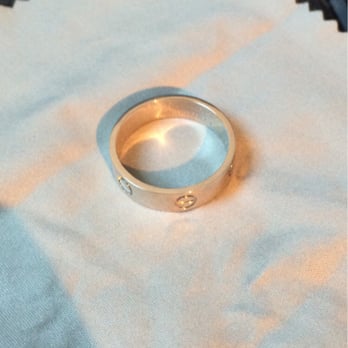 Independent Goldsmith - Resized Men's Cartier Love Ring in Platinum via pressure sizing - Jewelry Near Me - Vancouver, British Columbia Independent Goldsmith - Resized Men's Cartier Love Ring in Platinum via pressure sizing - Jewelry Near Me - Vancouver, British Columbia