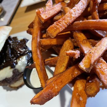 Bootleggers - Bourbon Mushroom Burger and Sweet Potato Fries - Burgers Near Me - Lynchburg, Virginia Bootleggers - Bourbon Mushroom Burger and Sweet Potato Fries - Burgers Near Me - Lynchburg, Virginia