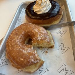 Vanilla cream and hot chocolate donut