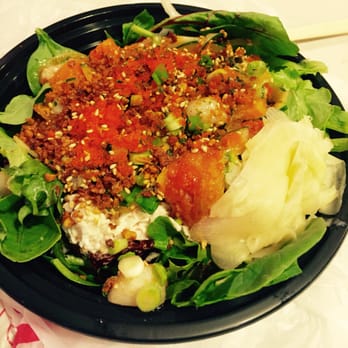 Uroko Poke - Medium bowl on salad with spicy tuna, salmon and scallop - Japanese Near Me - Costa Mesa, California Uroko Poke - Medium bowl on salad with spicy tuna, salmon and scallop - Japanese Near Me - Costa Mesa, California