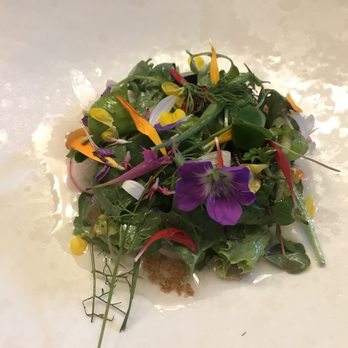Restaurant St. Hubertus - Salad with 25 different plants - Modern European Near Me - San Cassiano, BZ