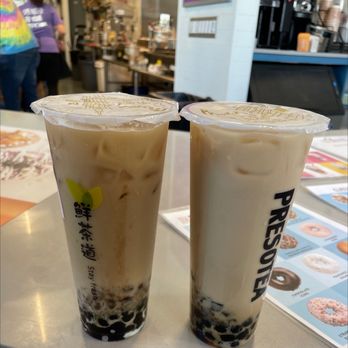 Presotea Irvine - Wintermelon and Hojicha Milk Tea with panda pearls and Wintermelon Milk Tea - Bubble Tea Near Me - Irvine, California