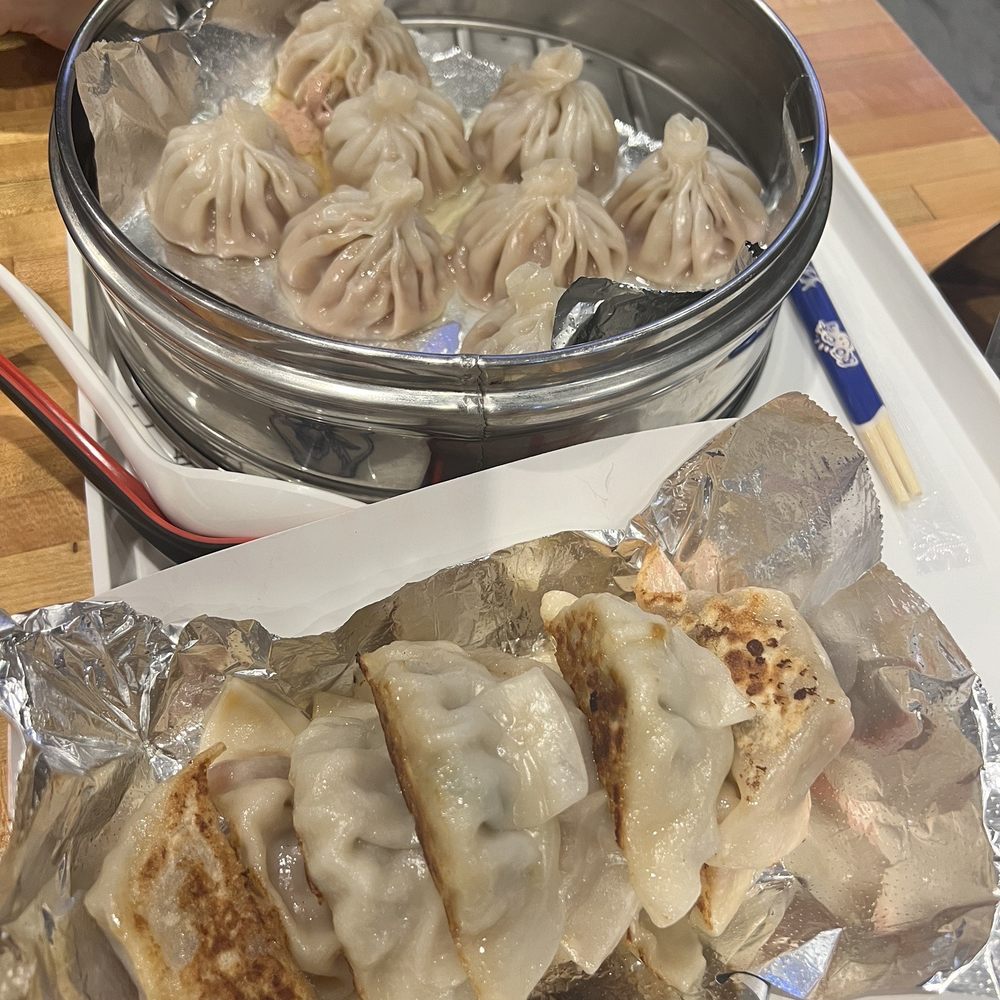 Soup dumplings and an order of pan fried dumplings.