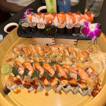 Tako Sushi - Pink Panther Roll, Tuna Roll, Poseidon Roll, Salmon Belly, and Sapporo Roll - everything was delicious!! - Sushi Bars Near Me - Sunny Isles Beach, Florida Tako Sushi - Pink Panther Roll, Tuna Roll, Poseidon Roll, Salmon Belly, and Sapporo Roll - everything was delicious!! - Sushi Bars Near Me - Sunny Isles Beach, Florida