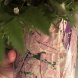 Ridge Florist - Wrapping paper shoved into a glass vase!!!!