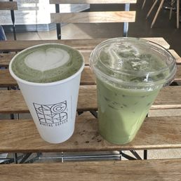 Hot Blueberry Matcha (left) & Iced Strawberry Matcha right) Hot Blueberry Matcha (left) & Iced Strawberry Matcha right)