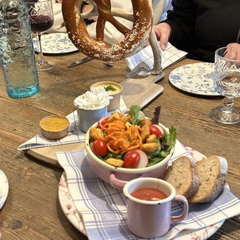 Alpenrose Vail - Mixed salad and pretzel - German Near Me - Vail, Colorado