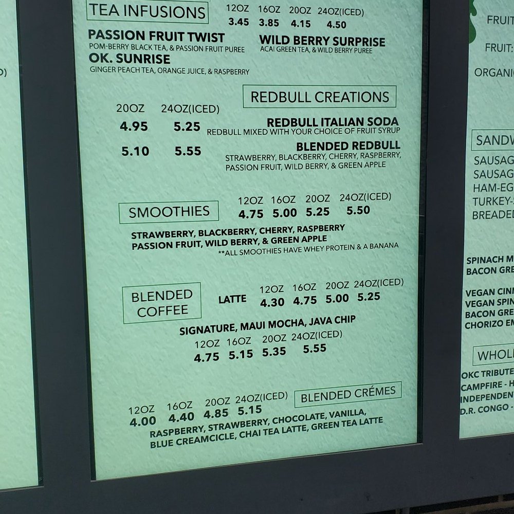 Drive-thru menu Drive-thru menu
