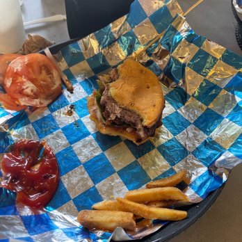 Beach Bites & Burgers - Bacon cheeseburger with fries - New American Near Me - Madeira Beach, Florida Beach Bites & Burgers - Bacon cheeseburger with fries - New American Near Me - Madeira Beach, Florida