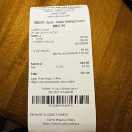 My half of the check.
