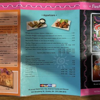 Fiesta Cafe & Cantina - Other side of the current menu - Mexican Near Me - Eureka, California