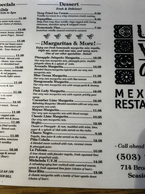 Menu photo 3 El Jarocho Mexican Restaurant Astoria, OR