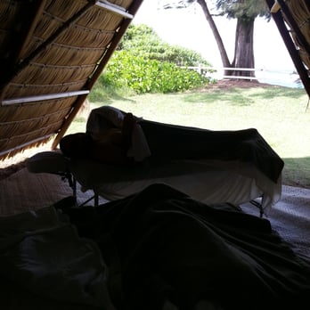 Hanalei Day Spa - View from inside the beachside massage hut - Massage Near Me - Hanalei, Hawaii Hanalei Day Spa - View from inside the beachside massage hut - Massage Near Me - Hanalei, Hawaii