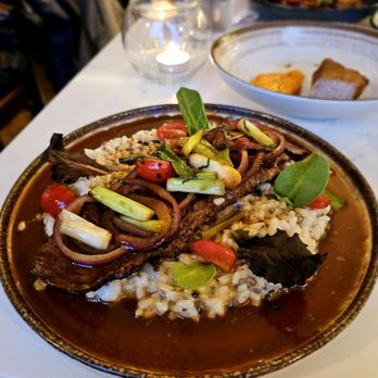 Fusionista - Mushroom rissoto with churrasco - Peruvian Near Me - Montclair, New Jersey Fusionista - Mushroom rissoto with churrasco - Peruvian Near Me - Montclair, New Jersey