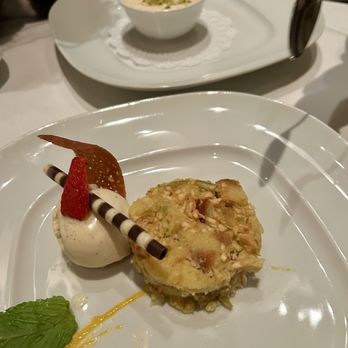 Tamarind - Desert Special, Apple Bread and Ice cream. Rice Pudding the background - Indian Near Me - New York, New York Tamarind - Desert Special, Apple Bread and Ice cream. Rice Pudding the background - Indian Near Me - New York, New York