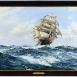 James D Julia - Montague J Dawson (British, 1890-1973) "The Chariot of Fame, Stunsails Pulling" Sold for $77,025