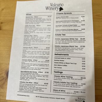 Volcano Winery - Menu - Wineries Near Me - Volcano, Hawaii