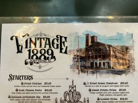 Menu photo 1 Vintage 1889 Fort Payne, AL Menu photo 1 Vintage 1889 Fort Payne, AL