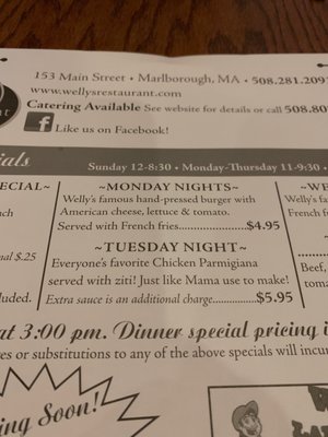 Menu photo 4 Welly's Restaurant Marlborough, MA Menu photo 4 Welly's Restaurant Marlborough, MA